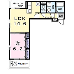 メゾンコリーヌ　4 2階1LDKの間取り