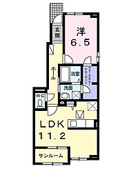 エーデル 1LDKの間取図画像