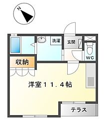 グランチェスタK-1 ワンルームの間取図画像