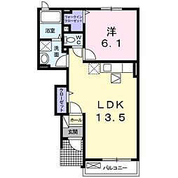 グリーンシーB 1LDKの間取図画像
