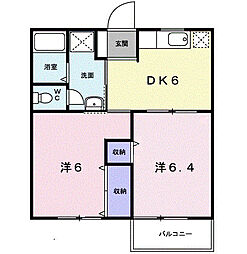 さくらハイツＡ 1階2DKの間取り