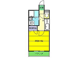 エクセルIX 1階ワンルームの間取り