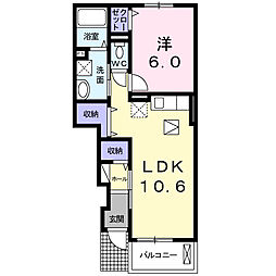 クレビステＢ 1階1LDKの間取り