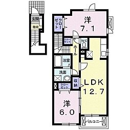 アルカンシエルA 2LDKの間取図画像