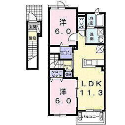 テ・ルサーマ　Ｄ 2階2LDKの間取り