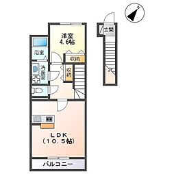 エタンセル 2階1LDKの間取り