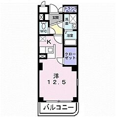 プライド 4階1Kの間取り