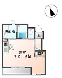 クレディール ワンルームの間取図画像