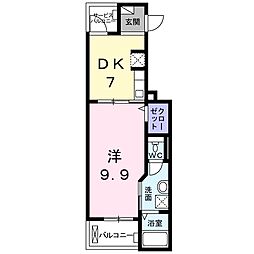 ベル・グラッドシェル 1DKの間取図画像