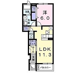 サンビレッジ前畑 1階1LDKの間取り