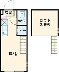 JR中央線 西荻窪駅 徒歩10分の賃貸アパート 2階ワンルームの間取り