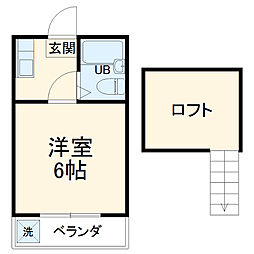 メゾン中居Ｂ 2階1Kの間取り