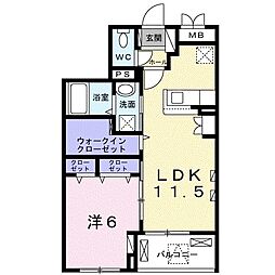 サンテラノ湘南 1LDKの間取図画像