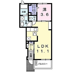 エタニティフィールドＢ 1階1LDKの間取り