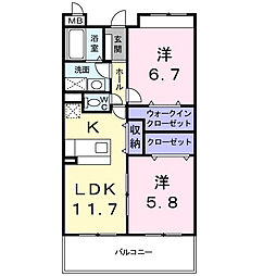 メイユールA 2LDKの間取図画像