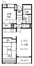 トゥインクル秋津 2LDKの間取図画像