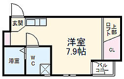 名古屋市営桜通線 桜山駅 徒歩5分の賃貸アパート 2階ワンルームの間取り
