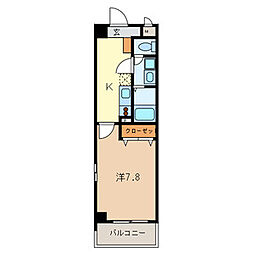 東武東上線 上福岡駅 徒歩3分の賃貸マンション 2階1Kの間取り