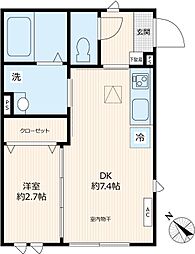 JR山手線 池袋駅 徒歩13分の賃貸アパート 1階1DKの間取り