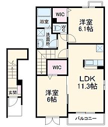 グリシーヌB 2LDKの間取図画像