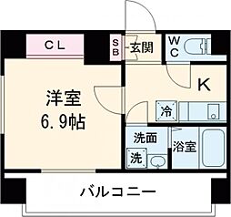 JR横浜線 町田駅 徒歩4分の賃貸マンション 13階1Kの間取り