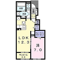 エクセレント・ヴィラ大宮 1LDKの間取図画像