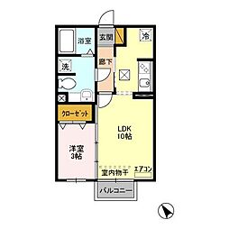 ヴェルドミール　III 1階1LDKの間取り