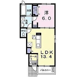 ロイヤルイーストＡ 1階1LDKの間取り