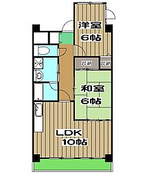 エクセル清涼 1階2LDKの間取り