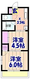 JR総武線 船橋駅 徒歩7分の賃貸マンション 4階2Kの間取り