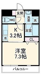 京急大師線 東門前駅 徒歩8分の賃貸マンション 2階1Kの間取り