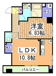 Ｓｏｕｔｈ　Ｗｅｓｔ 2階1LDKの間取り