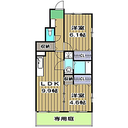 ソレイユ西向日Ａ 1階2LDKの間取り