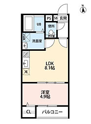 Ｔ．Ａ明前町Ａ棟 1階1LDKの間取り