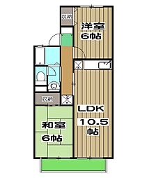 阪急京都本線 桂駅 徒歩17分の賃貸アパート 2階2LDKの間取り