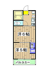 プラムコート梅津 2階2Kの間取り