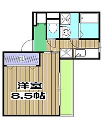 フォルム　タテクラ 2階1Kの間取り