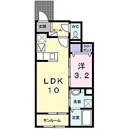 プラシード 1LDKの間取図画像