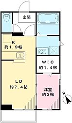 コンフォートＳ 2階1LDKの間取り