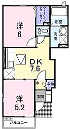 汐見坂マルタ 2DKの間取図画像