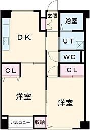 ストーンランド・ヒル 1階2DKの間取り