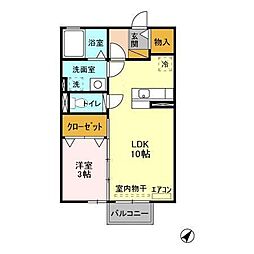 グランドソレイユ 2階1LDKの間取り