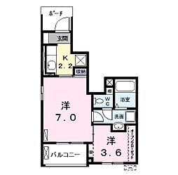 メゾン・ド・カレ 2Kの間取図画像