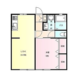 ヴィラ・キャロットII 1階1LDKの間取り