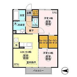 CasaR.TC棟 2LDKの間取図画像