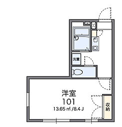 東武小泉線 竜舞駅 徒歩15分の賃貸マンション 3階1Kの間取り