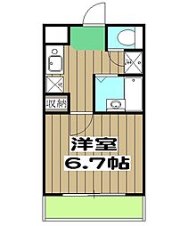 アフターベース樫原 3階1Kの間取り