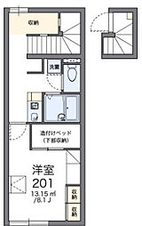 レオパレスサンハート 1Kの間取図画像
