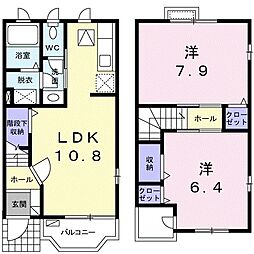 イーズ・ホーム1 2LDKの間取図画像