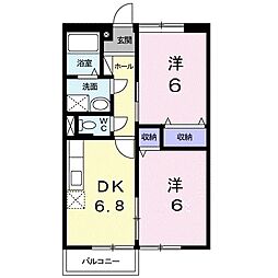 シティメゾンアライ2 2DKの間取図画像